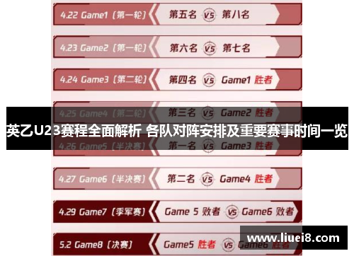 英乙U23赛程全面解析 各队对阵安排及重要赛事时间一览